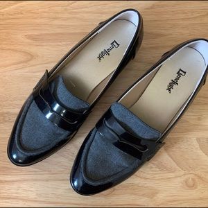 Black leather loafers